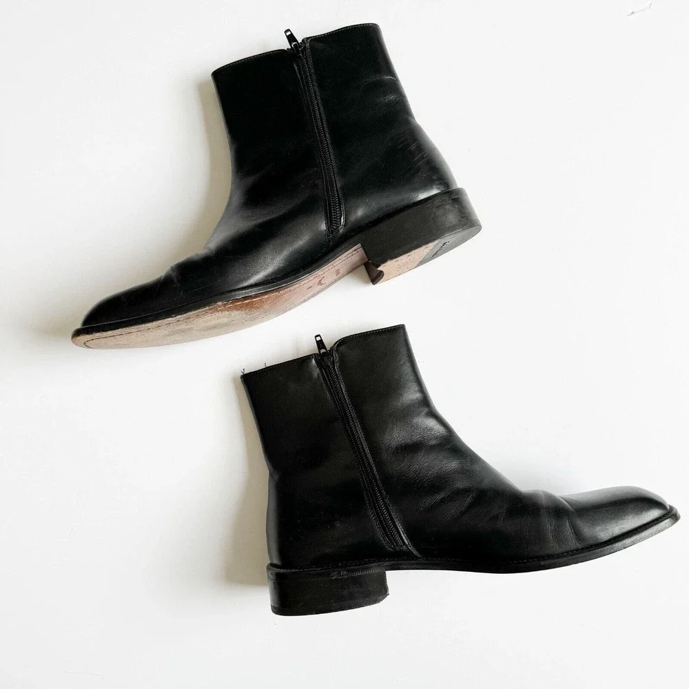 Sandro Moscoloni Black Leather Ankle Boots